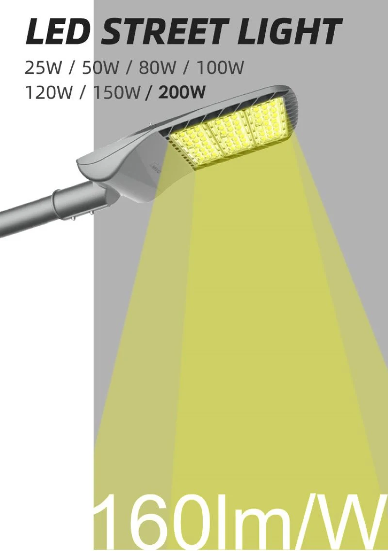 Tool Free and Adjustable Install Angle Meanwell Driver LED Street Lighting