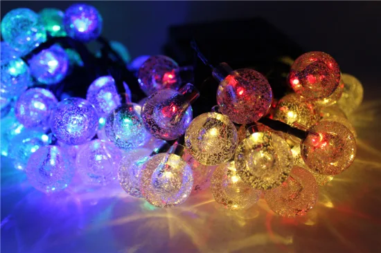 Bombilla solar colgante al por mayor de la bola de cristal S14 de la luz 50 LED para el día de fiesta del árbol del proyector de la Navidad